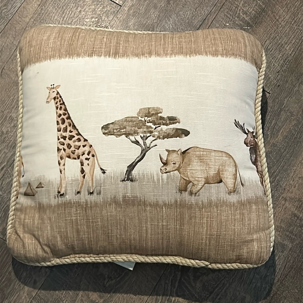 WAVERLY Safari Animal  Cotton Pillow‎ 15 inch Throw